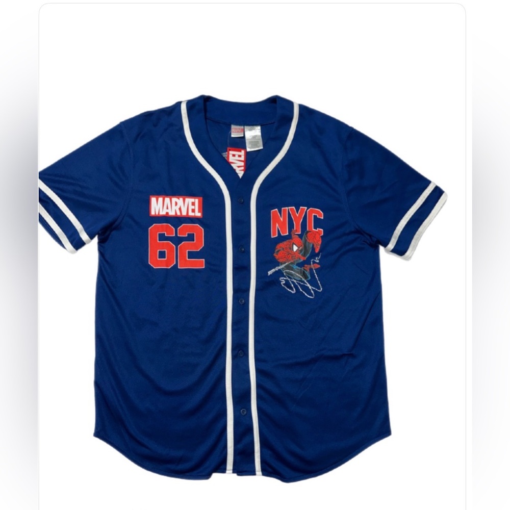 Marvel Blue & Red NYC Spider-Man Baseball Jersey